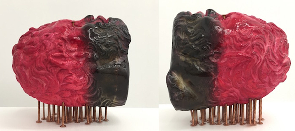 Steve Locke Student 338, 2016 Hydrocal, galvanized steel nails, procion dye, shellac approximately 12x4.5x5.5" $4,000