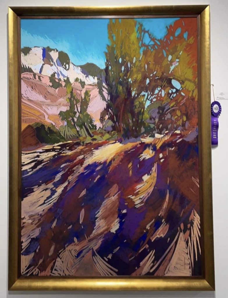 Tara Will, "Canyon blonder," 2021, blød pastel på håndforberedt overflade på 20-lags syrefri matplade, 70 x 48 tommer.  Ledig